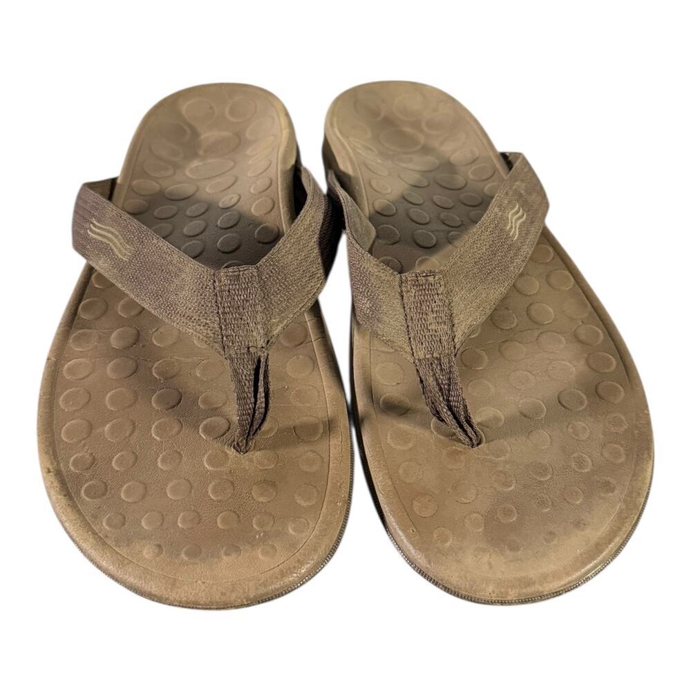 Vionic Men’s Thong Sandals Brown Orthopedic Beach Flip Flop Slippers Size 11 - Picture 4 of 8